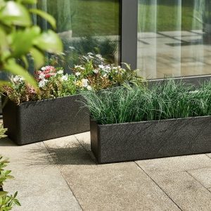 Chậu trồng cây xi măng đá mài hình chữ nhật 80x40cm