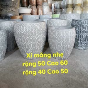 chậu xi măng đá mài nhẹ 40x50