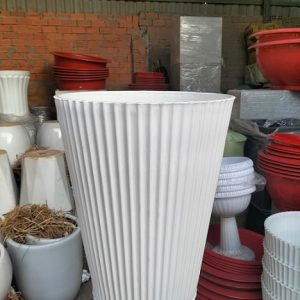 Chậu nhựa đứng gân sọc trồng cây